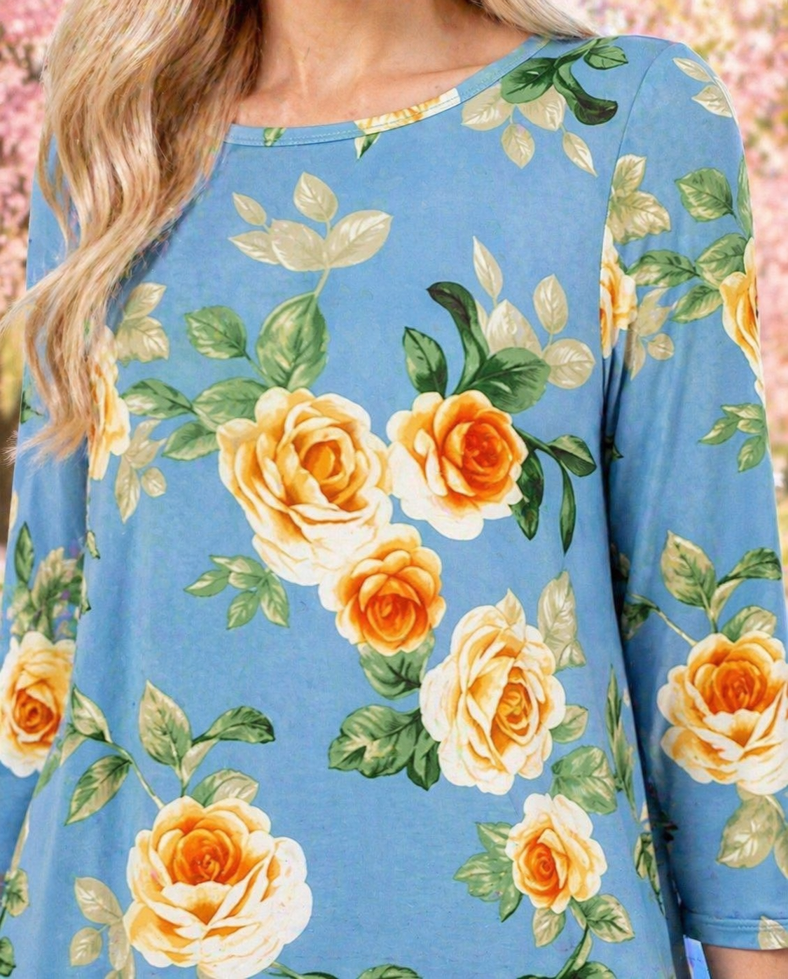 Sarah Blue & Yellow Floral Hi Low Tunic