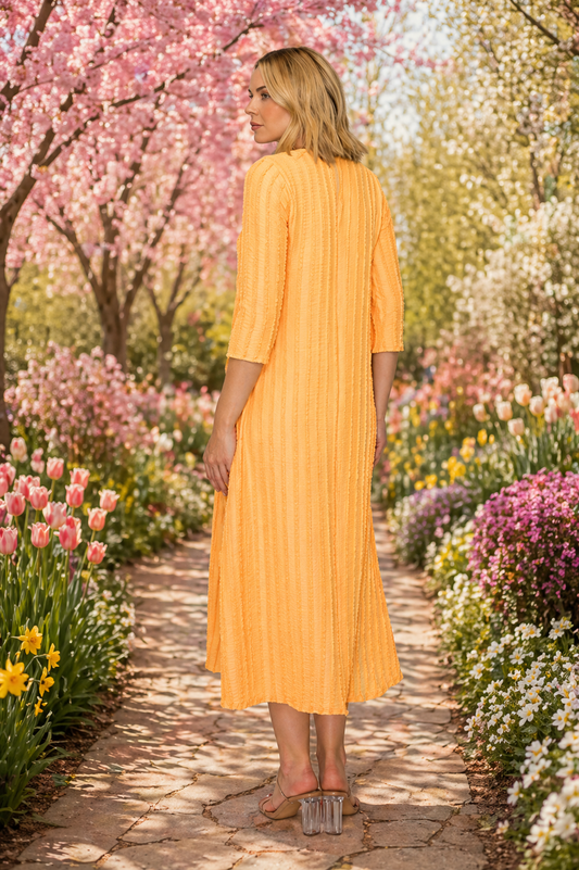 Soft Sunshine Crinkle Midi Dress