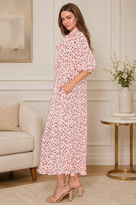 Pink Polka Dot Bodre Dress