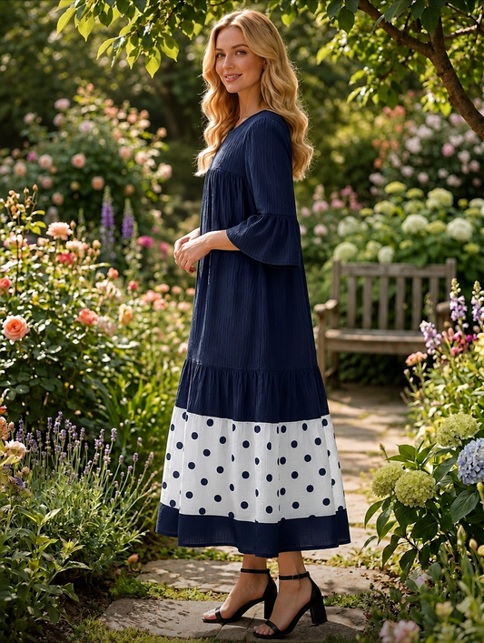 Keeley Navy Polka Dot Dress