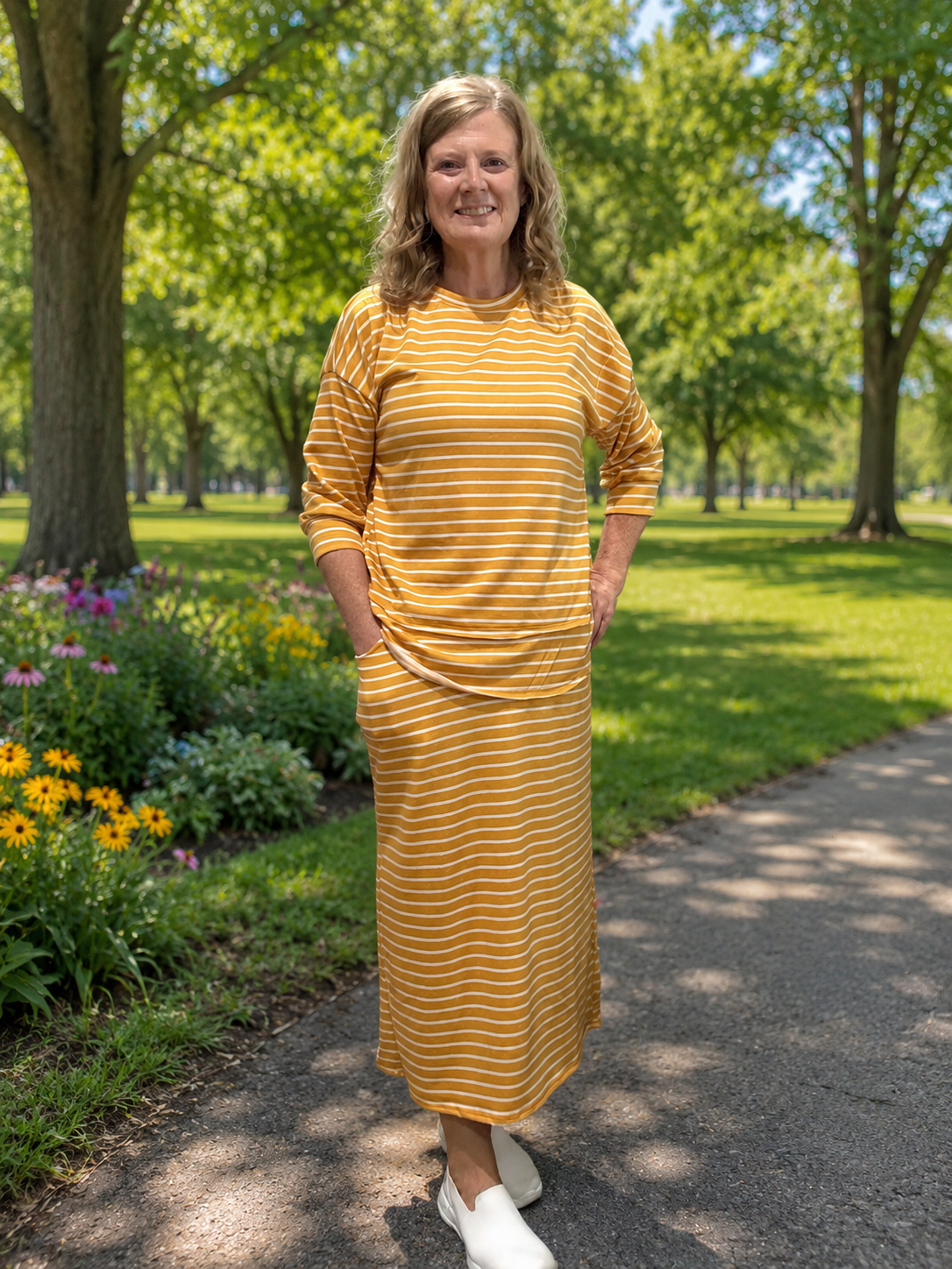 Striped Skirt Set-2 Colors