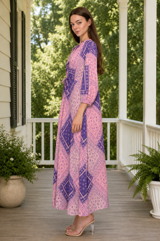 Crystal Pink & Purple Patchwork Dress