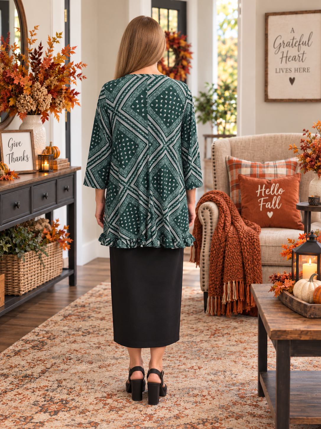 Macy-Hunter Green Paisley Block Tunic