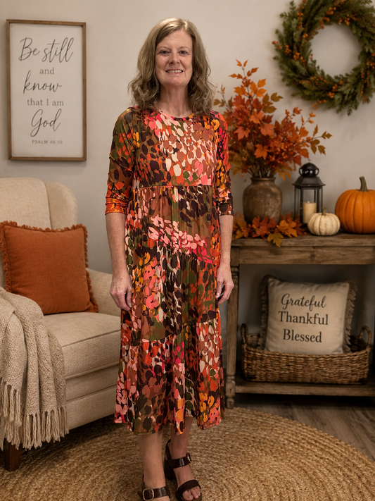 Addy-Midi Fall Muti Color Dress