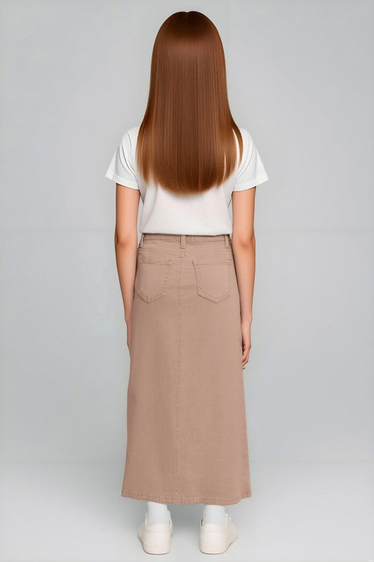 Kids Long Khaki Skirt