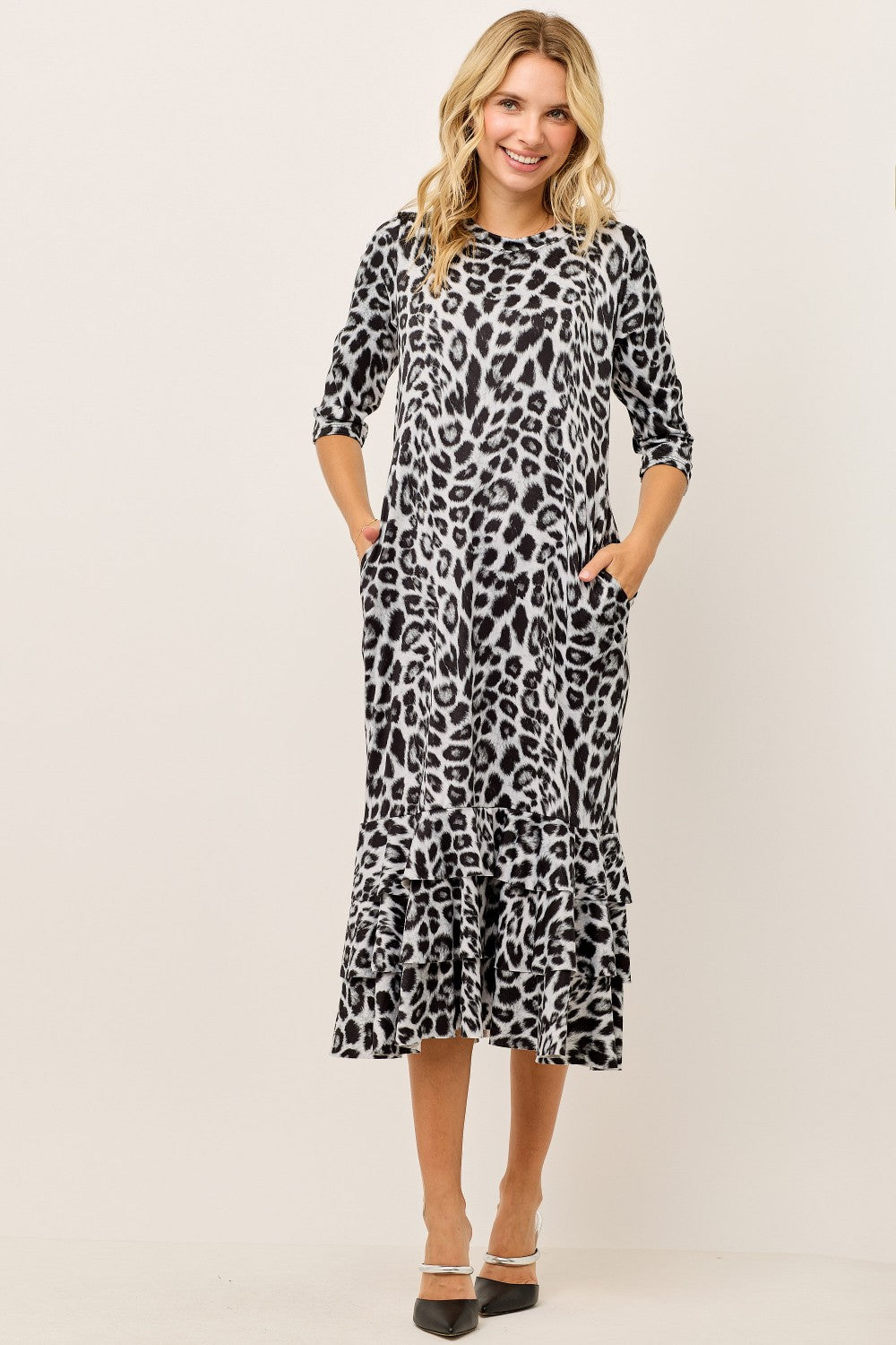 Leopard Ruffle Dress-2 colors
