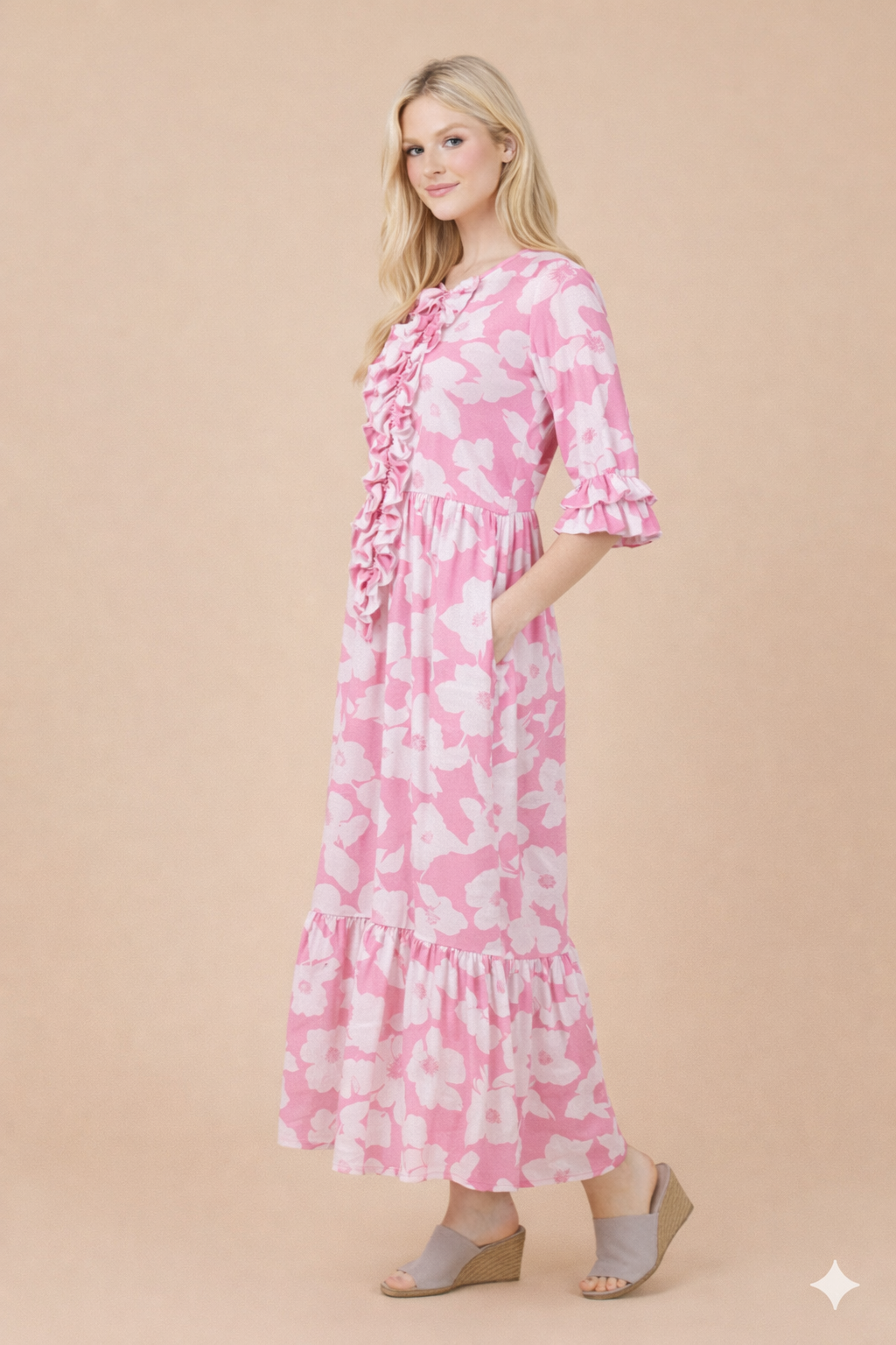 Pink Petal Ruffle Dress-FINAL SALE