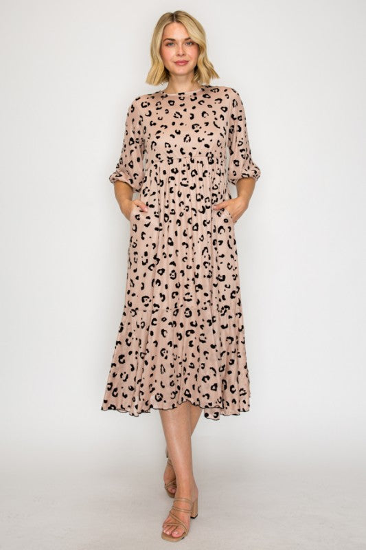 Beige Leopard Spot Dress