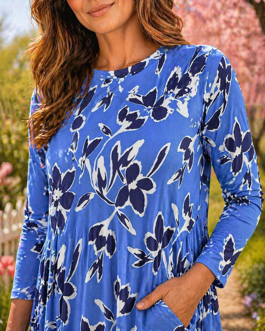 Stella Ruffle Blue & Navy Floral Dress