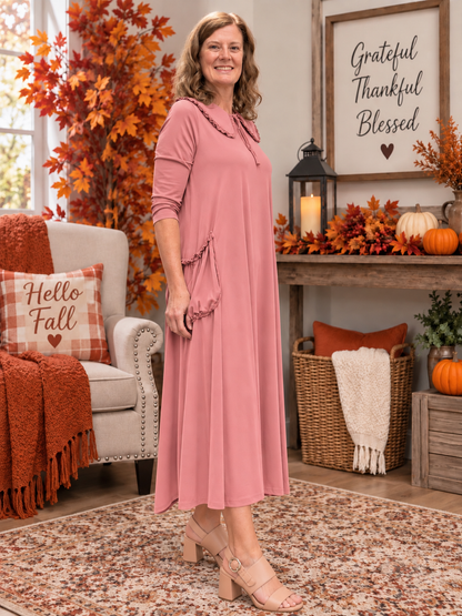 Deanna Peter Pan Collar Dress-Marsala