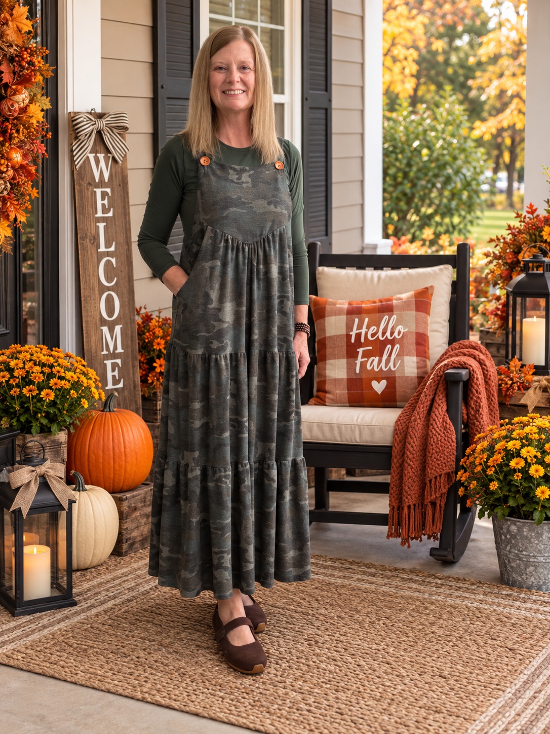 Green Camo Overall Dress