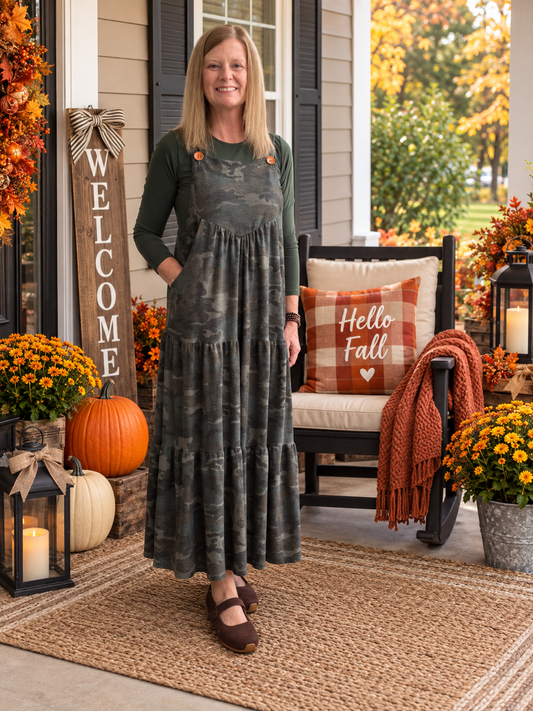 Green Camo Overall Dress