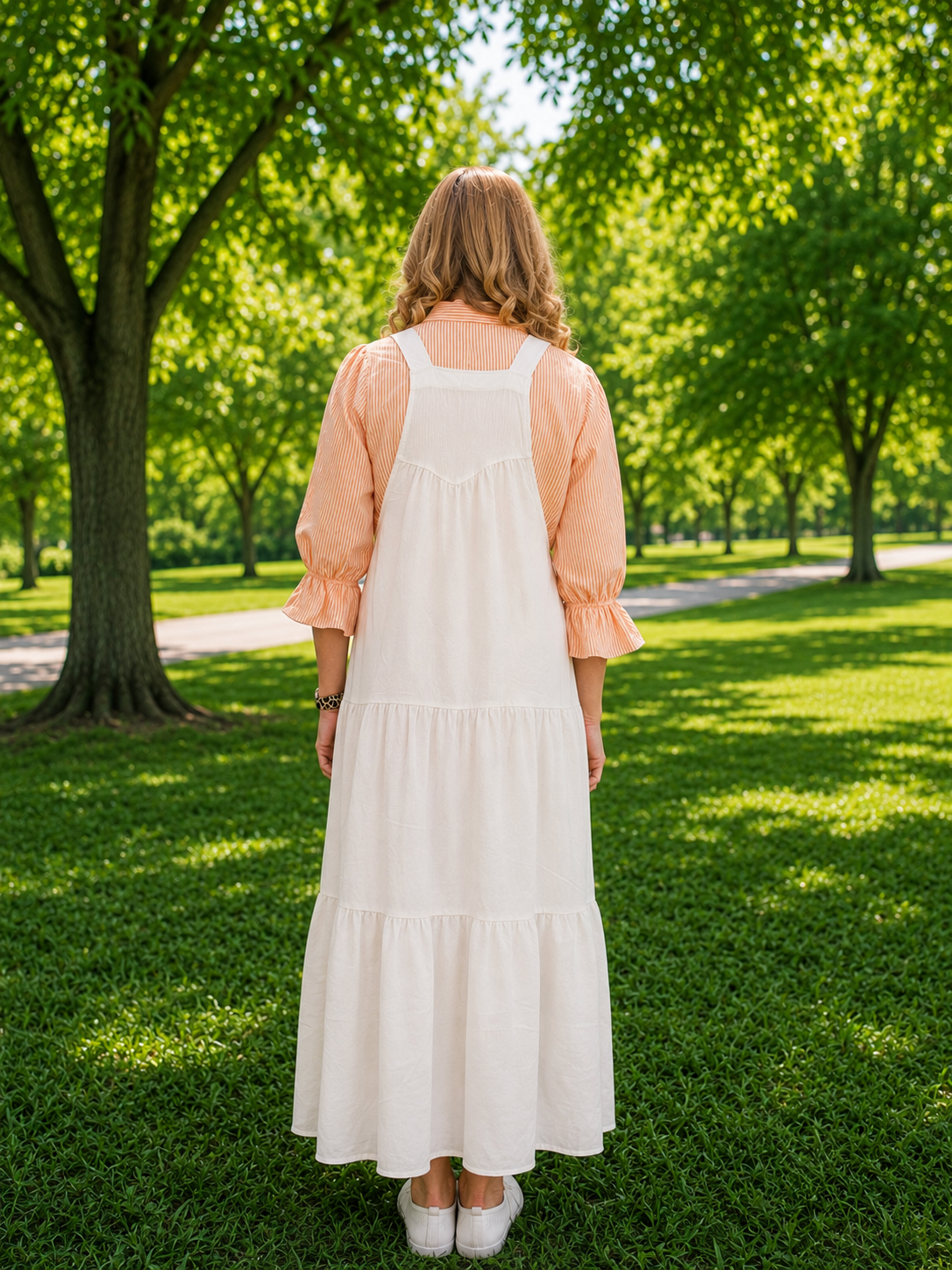 Olive-Overall Jumper Dress-Ivory