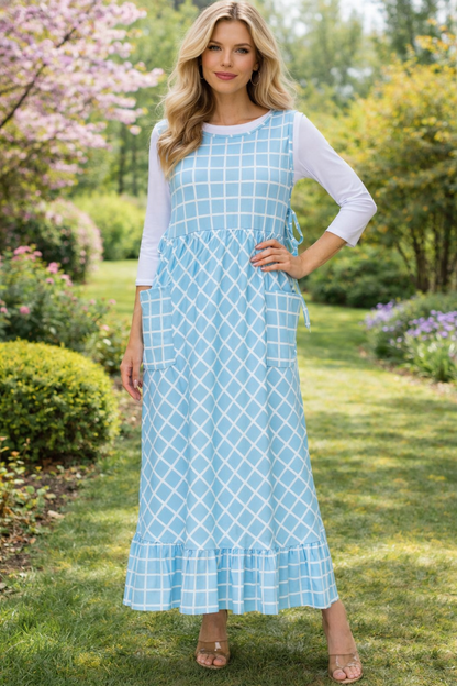 Blue & White Grid Jumper