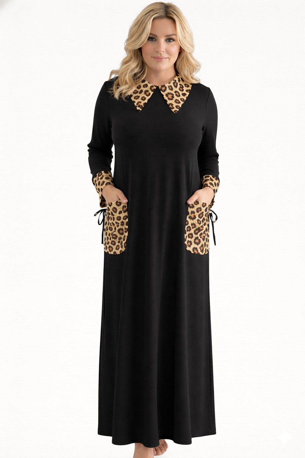 Leopard Pocket & Collar Dress