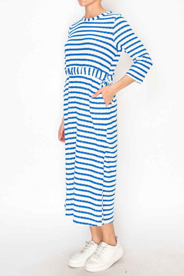 Emily-Striped Adjustable Waist Dress
