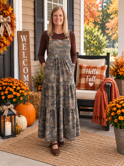 Brown Camo Overall Dress
