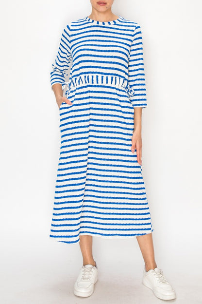 Emily-Striped Adjustable Waist Dress
