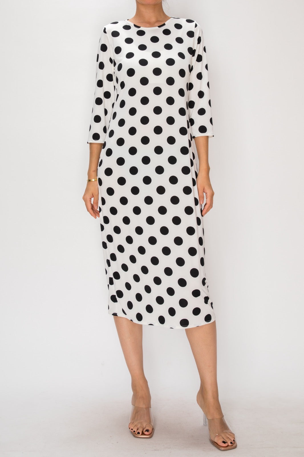 Polka Dot Layering Dress-3/4 Sleeve-4 Colors