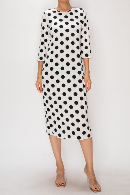 Polka Dot Layering Dress-3/4 Sleeve-4 Colors