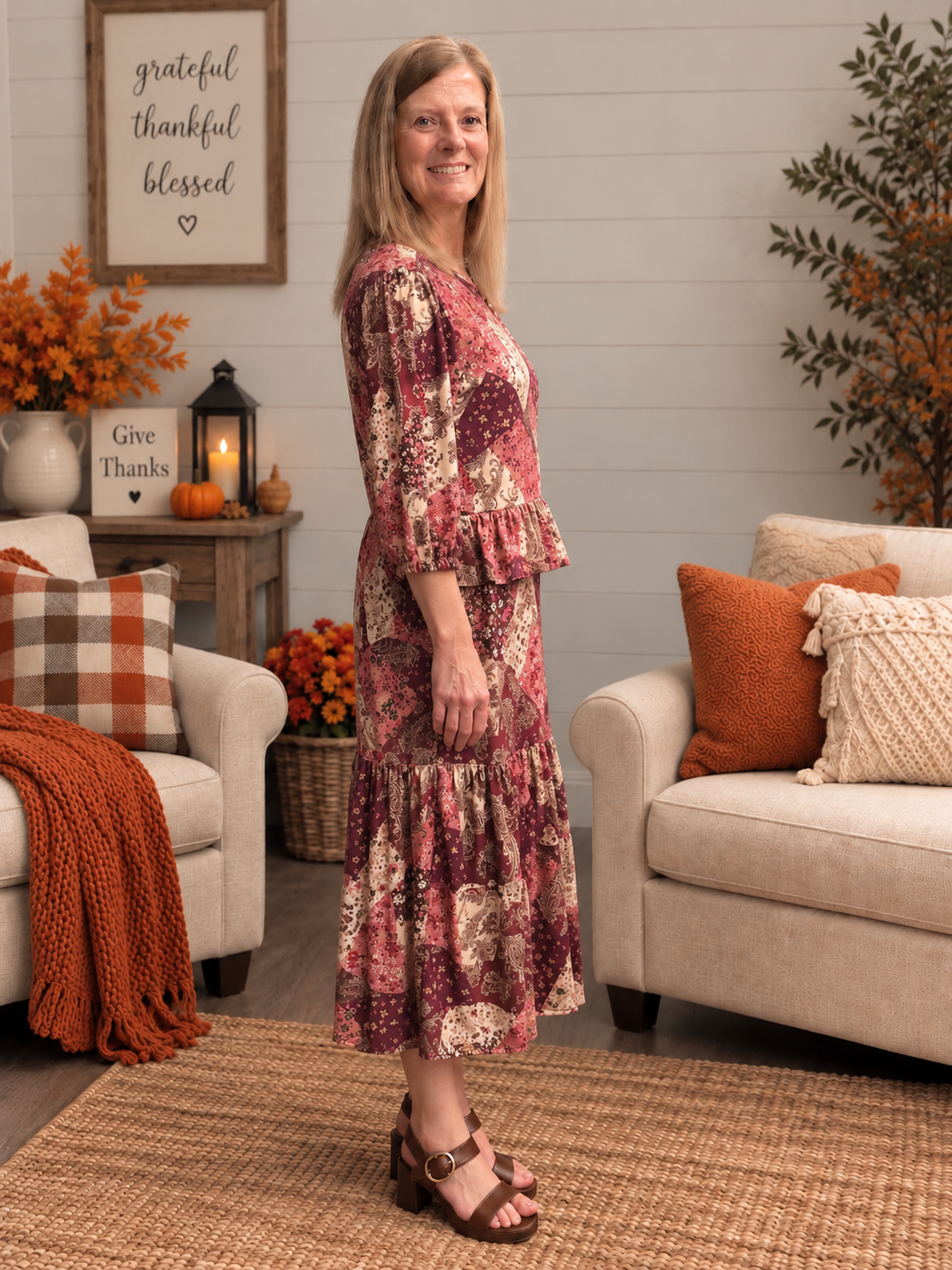 Darcy Burgundy Patch Dress