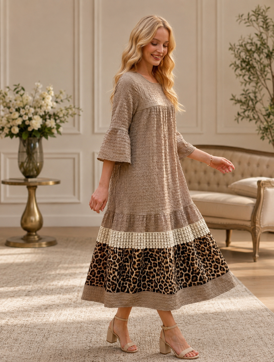 Keeley Tan Leopard Dress