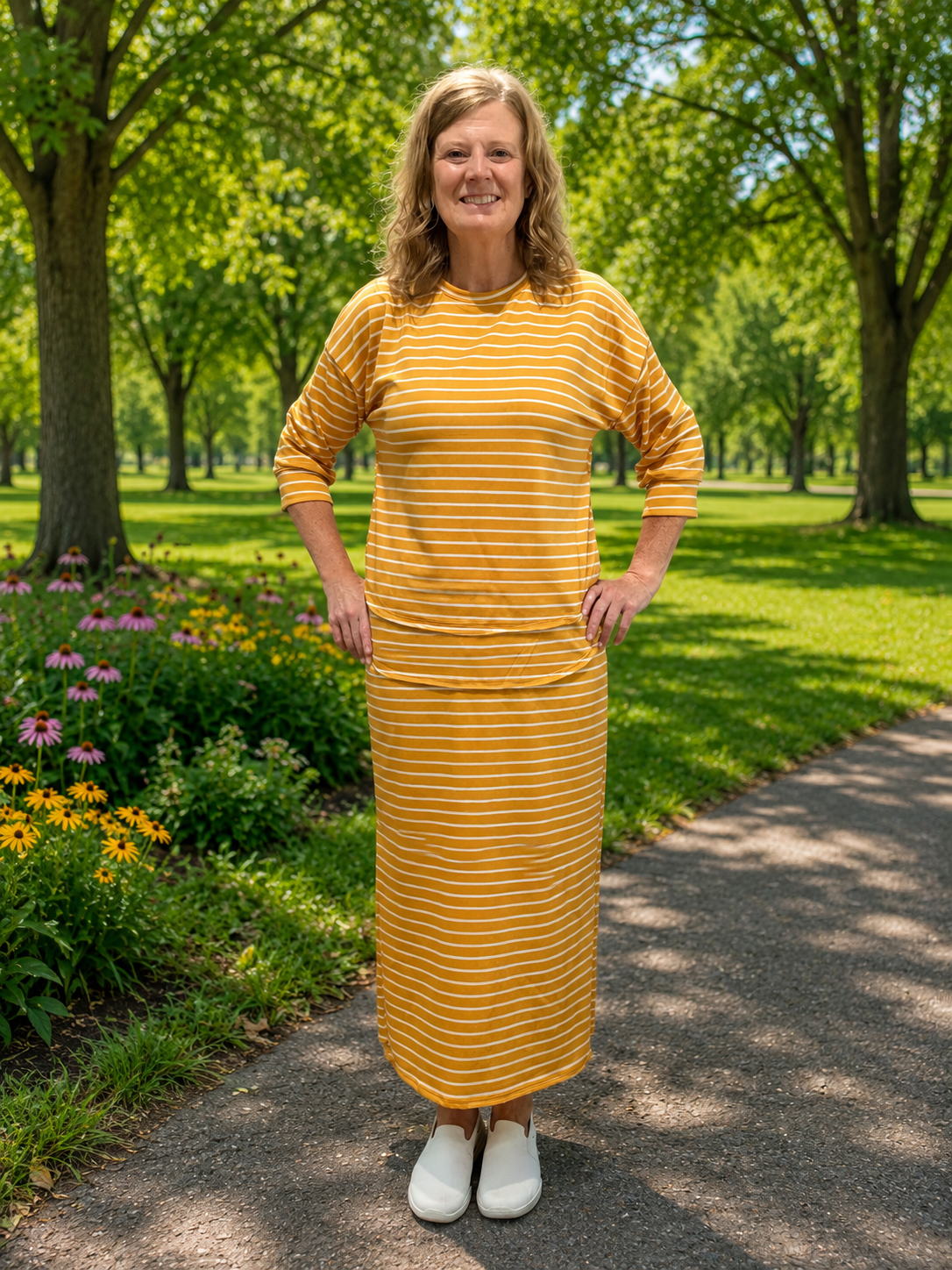 Striped Skirt Set-2 Colors
