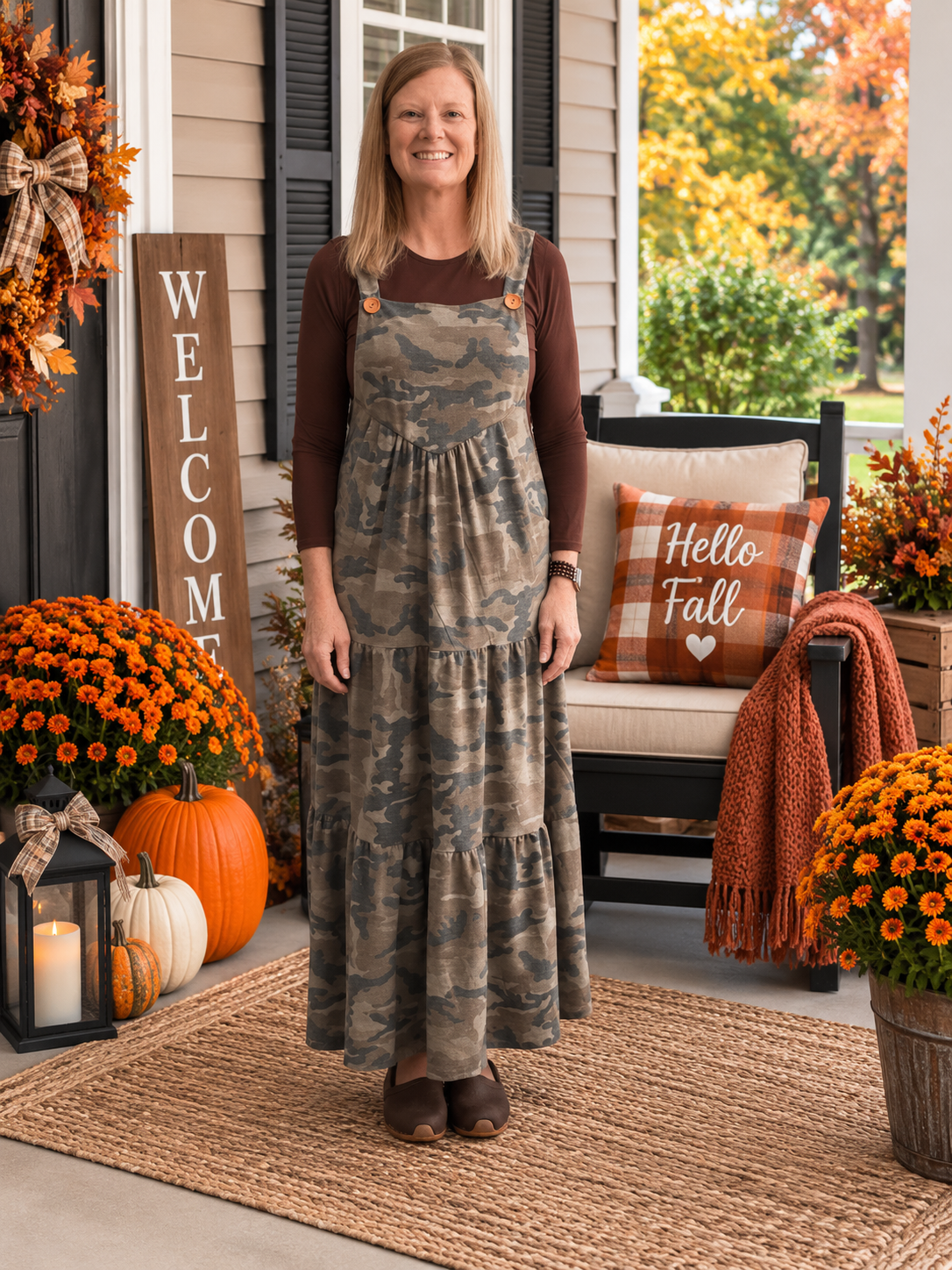 Brown Camo Overall Dress