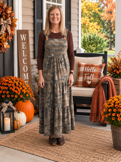Brown Camo Overall Dress