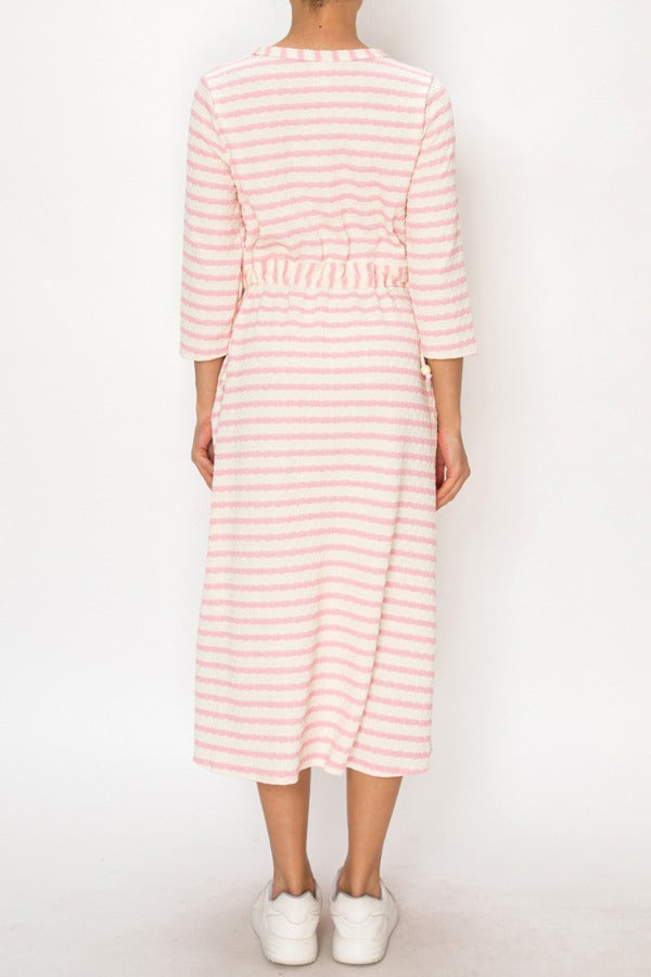 Emily-Striped Adjustable Waist Dress
