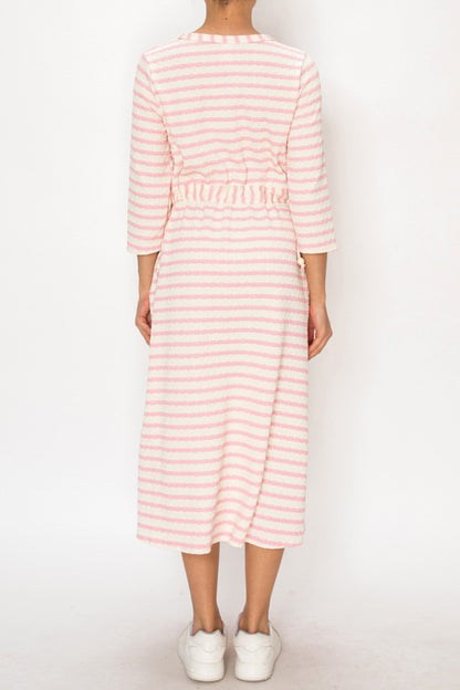 Emily-Striped Adjustable Waist Dress