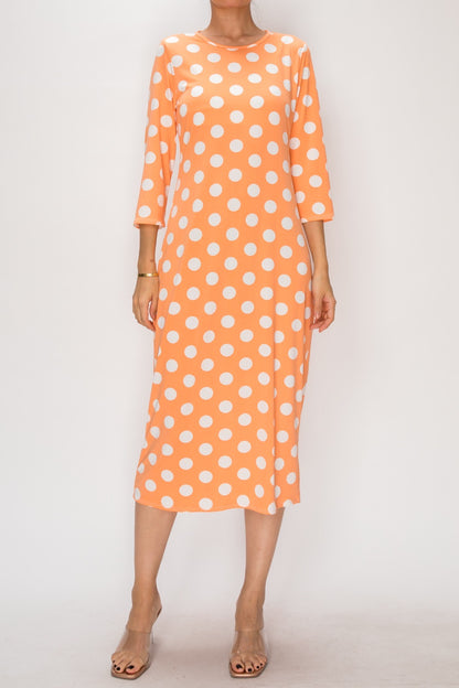 Polka Dot Layering Dress-3/4 Sleeve-4 Colors