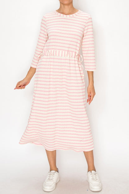 Emily-Striped Adjustable Waist Dress