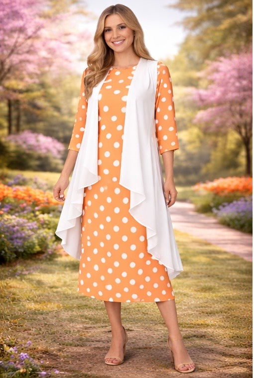 Polka Dot Layering Dress-3/4 Sleeve-4 Colors