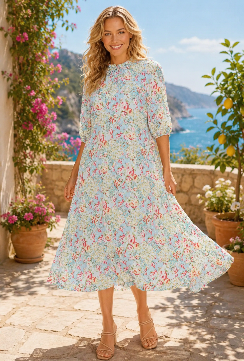 Emma Floral Patchwork Dress-2 Colors