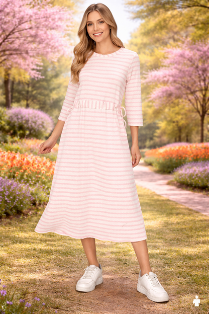 Emily-Striped Adjustable Waist Dress