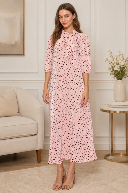 Pink Polka Dot Bodre Dress