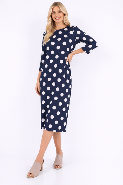 Polka Dot Layering Dress-3/4 Sleeve-4 Colors