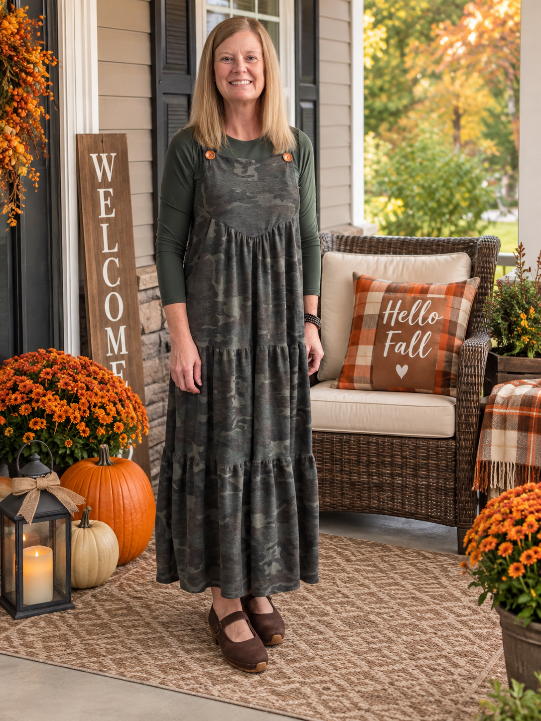 Green Camo Overall Dress