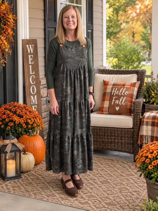 Green Camo Overall Dress