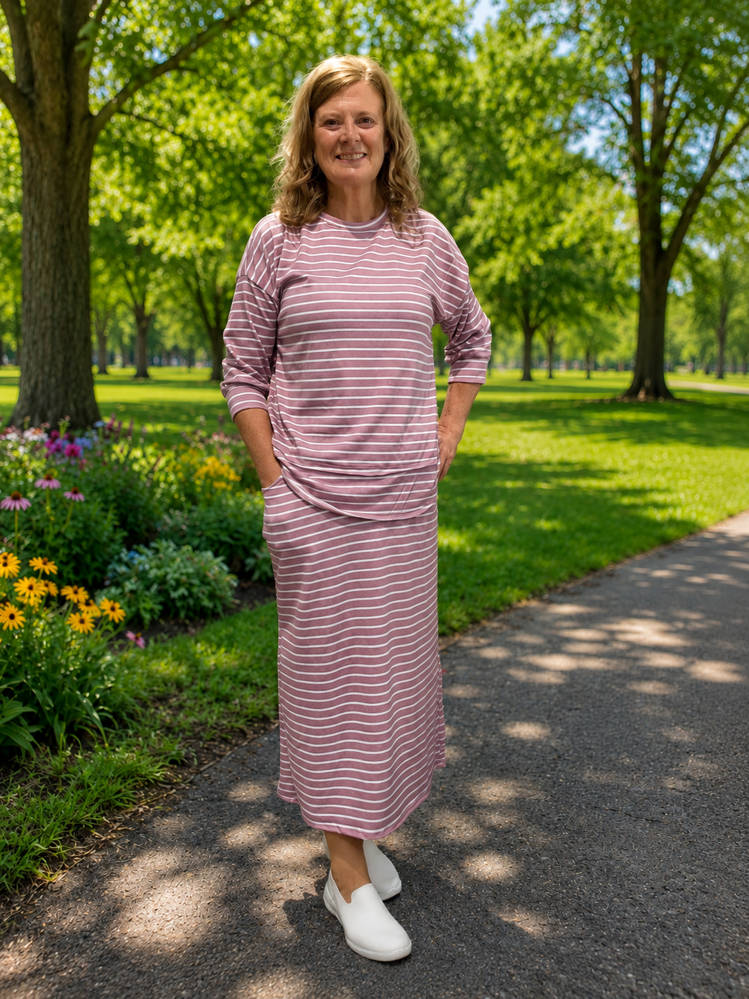 Striped Skirt Set-2 Colors