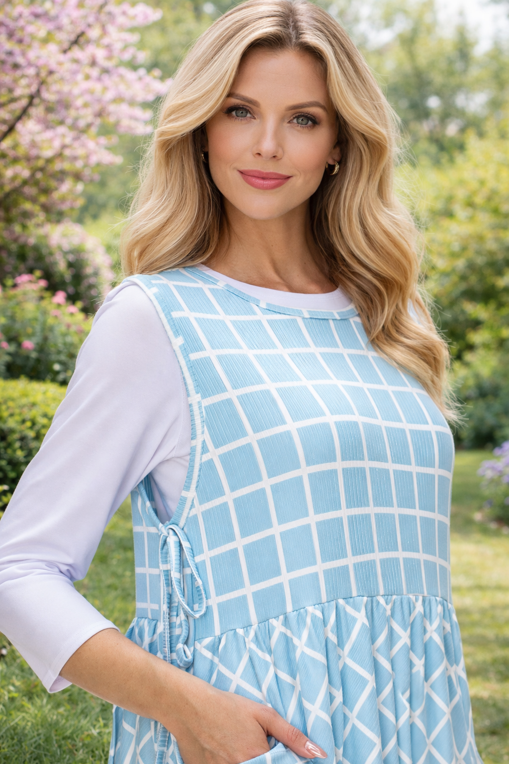 Blue & White Grid Jumper