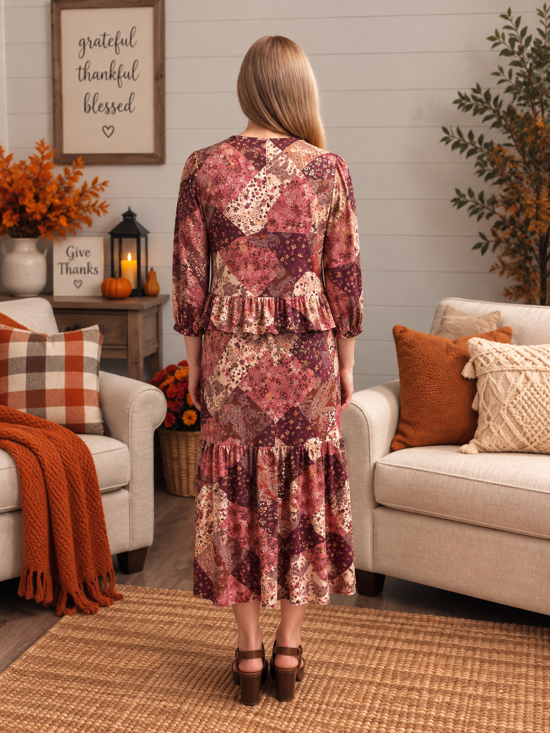 Darcy Burgundy Patch Dress