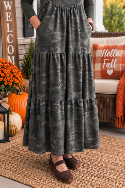 Green Camo Overall Dress