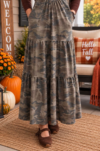 Brown Camo Overall Dress