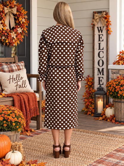 Brown & White Polka Dot Skirt
