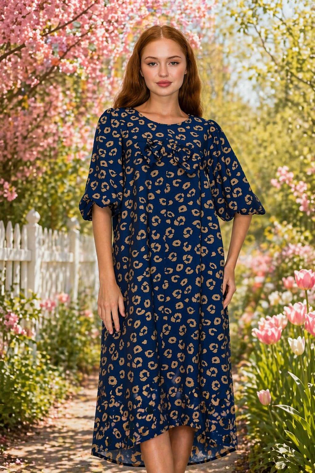 Navy Leopard Spot Hi Low Dress
