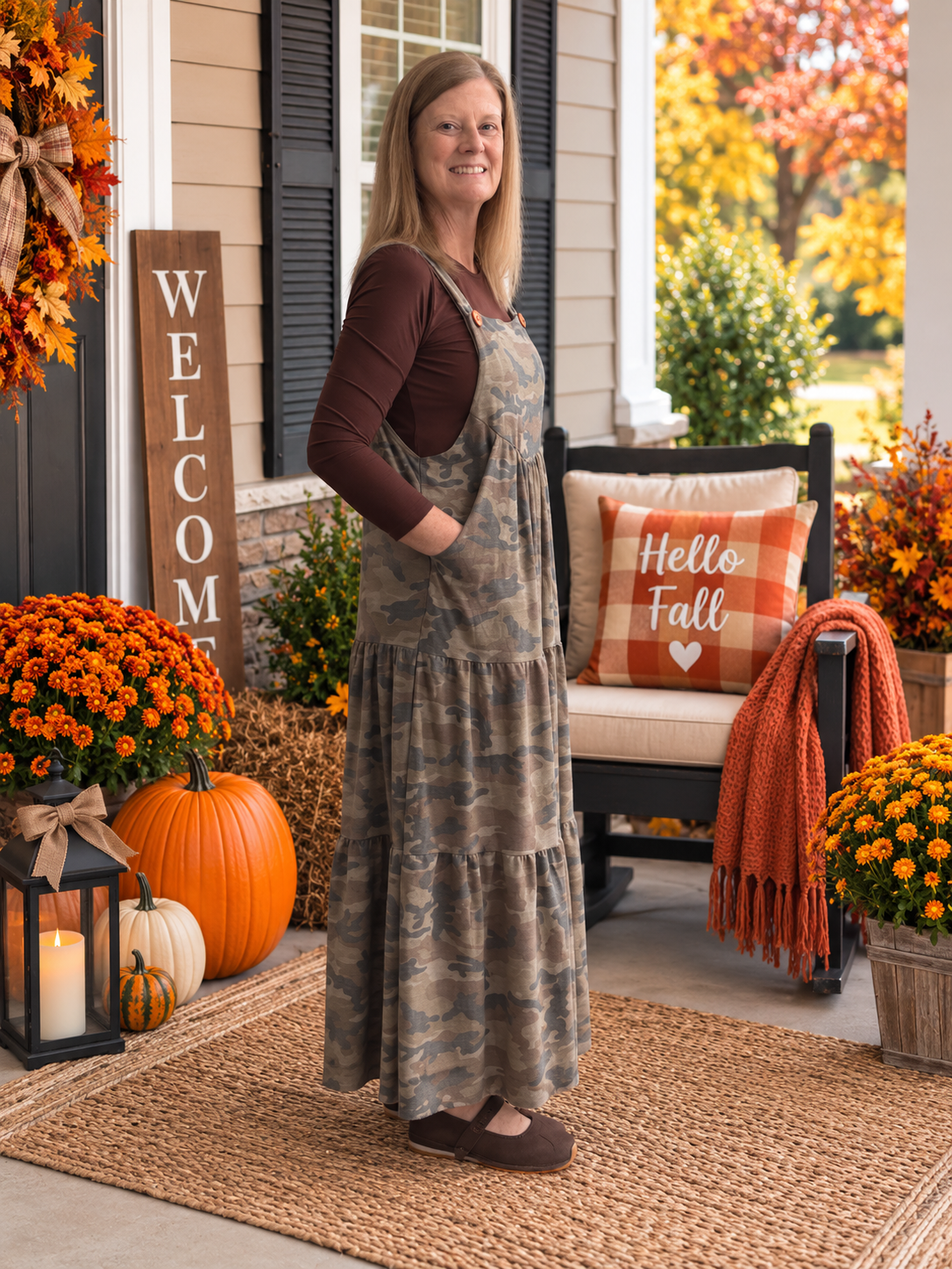 Brown Camo Overall Dress