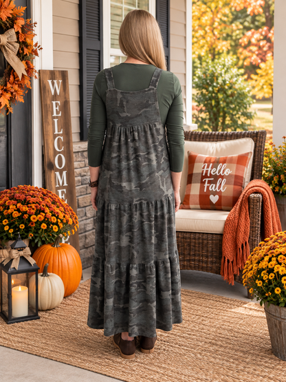 Green Camo Overall Dress