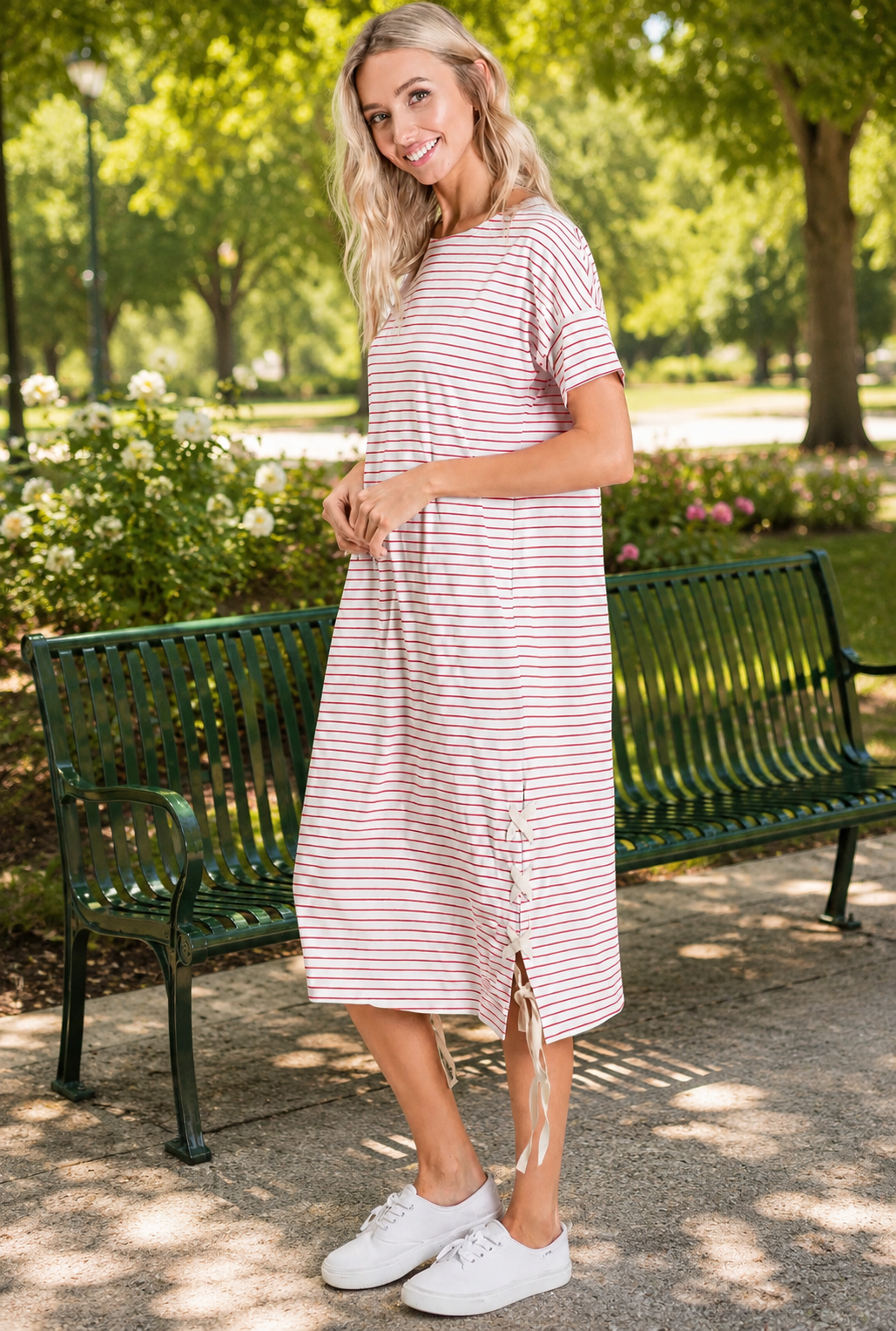 Striped Side Tie Dress